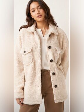 Gap Cream Sherpa Button-Up Shacket